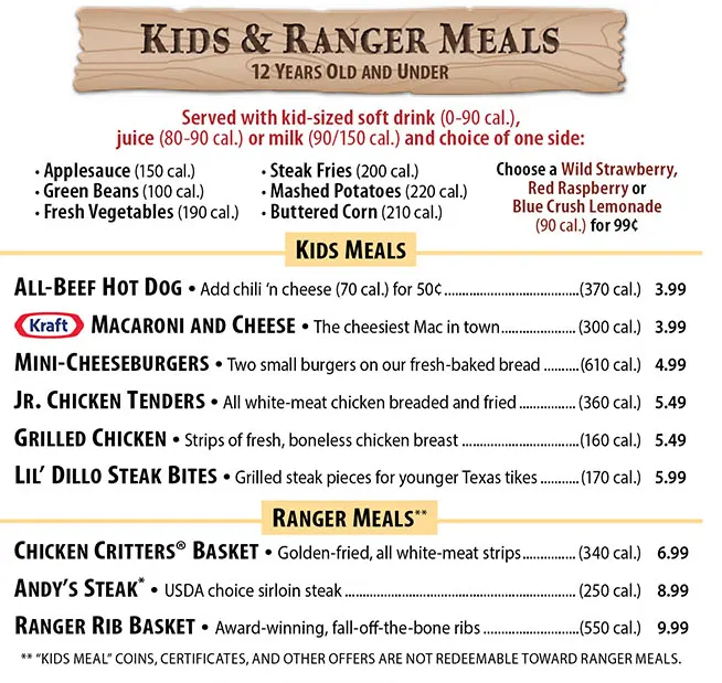 Home Page 106 kids ranger meal texas roadhouse